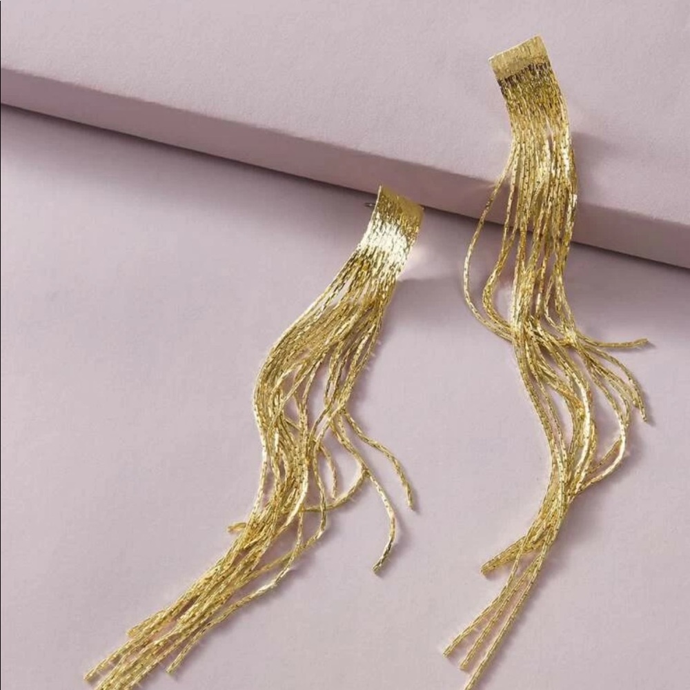 Gold Tassel Earrings NWT ✨ - Picture 2 of 4